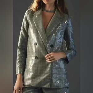 Maeve Gray Sequin Blazer